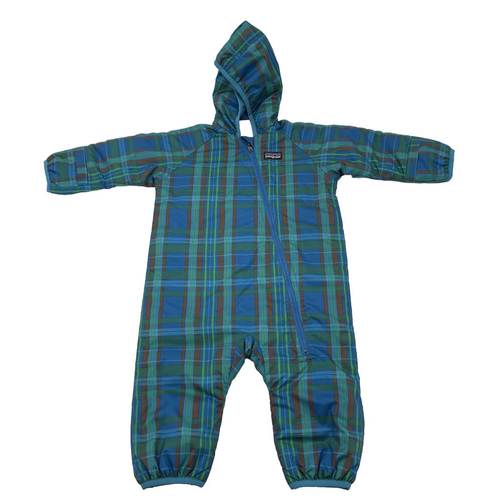 Patagonia Reversible Bunting 6 Months Blue Plaid Hood‎ Style 60129
